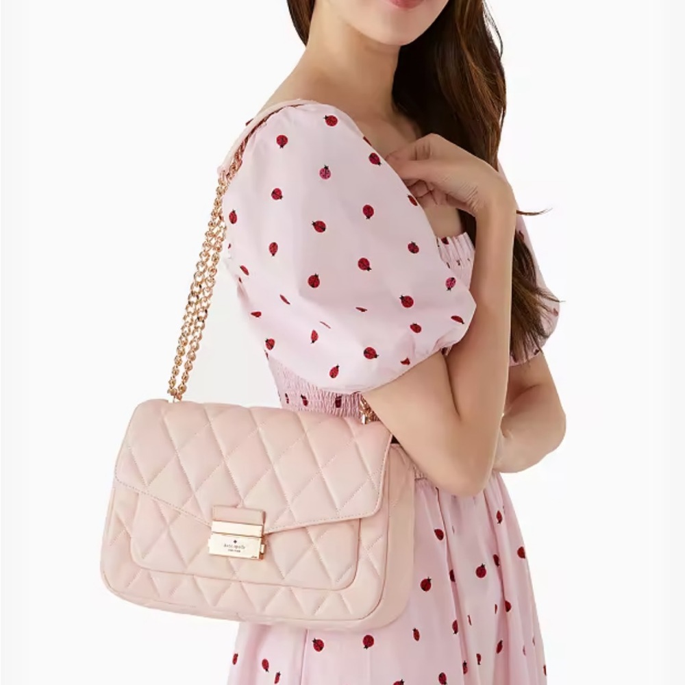 Kate Spade Carey Medium Quilted Shoulderbag Crossbody Leather - Light Pink